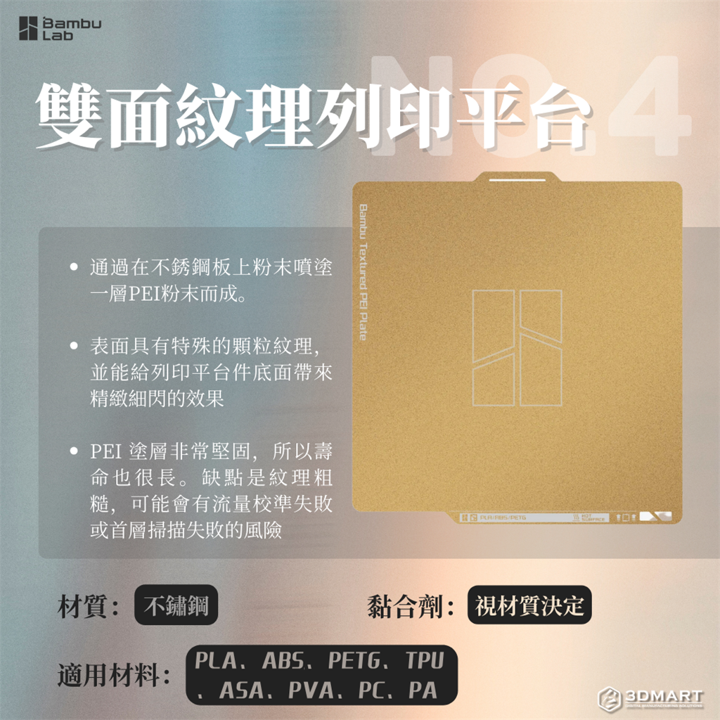 Bambu Lab 雙面紋理PEI列印平臺(tái)