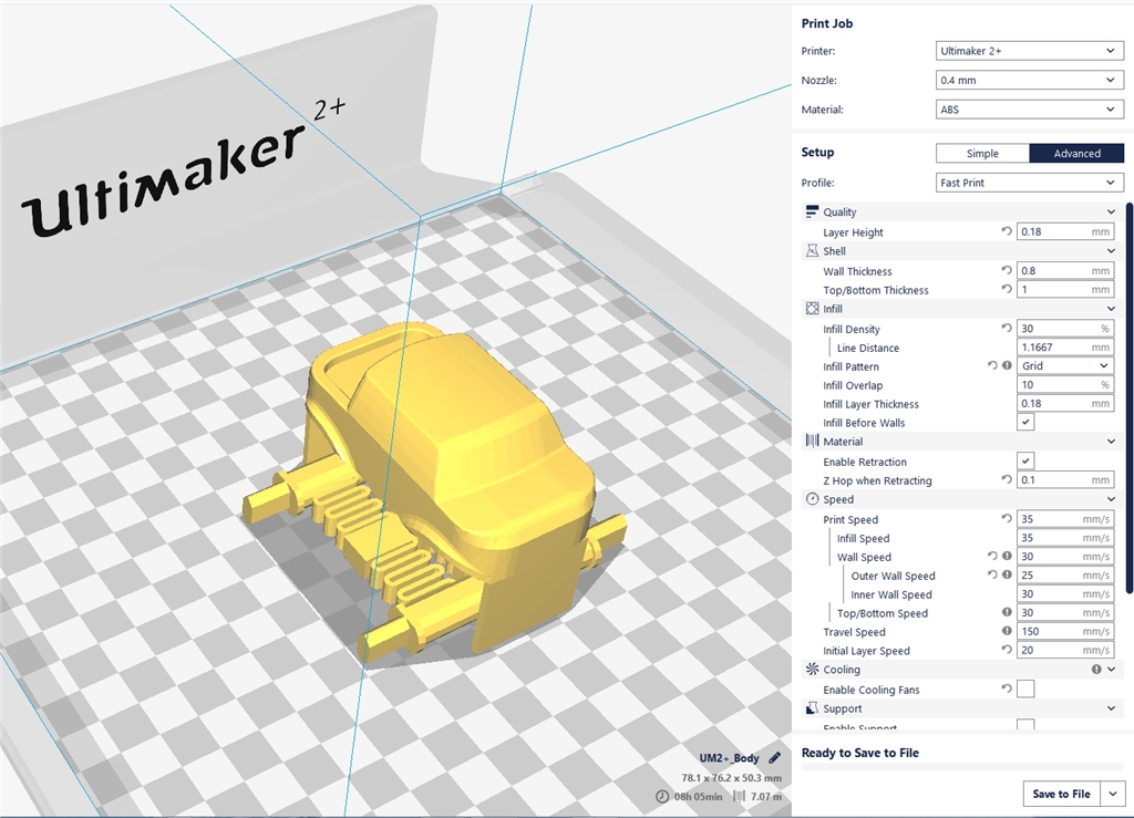 Ultimaker 2+ 3D列印機(jī) polymaker PC- MAX  車(chē)子 STL 