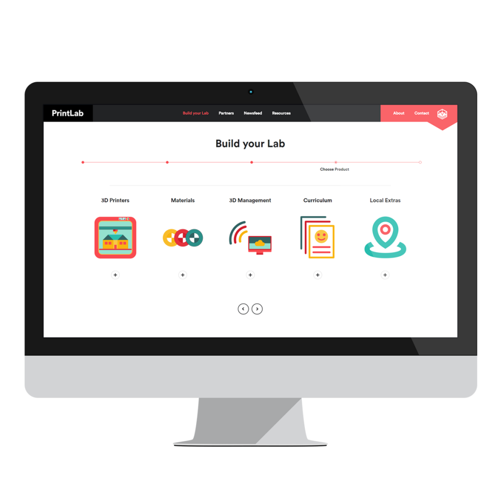 Printlab平臺提供3D列印機、3D列印材料、3D列印課程以及3D列印教學，讓教育單位可以快速的找到最實用的資源。