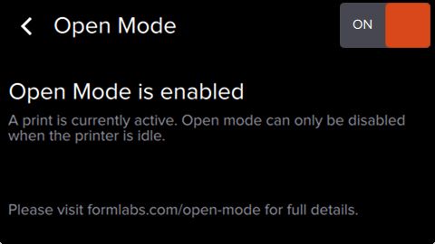 Form2 SLA 3D列印機 開放模式 open mode 開啟 列印中